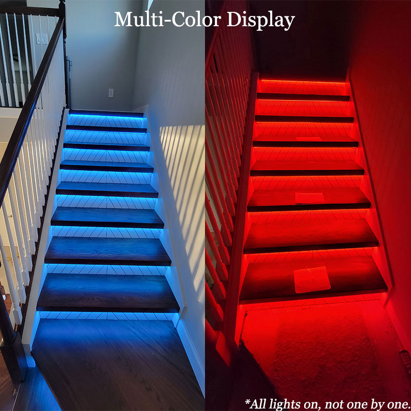 Bluetooth APP Music Controlled Color Chase LED Stair Step Lights Kit, With AC PIR Motion Sensors
